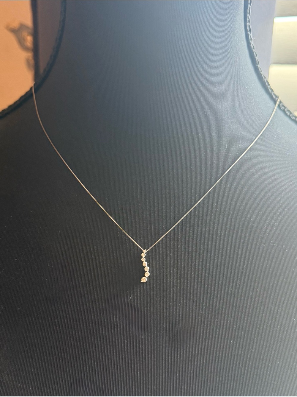 1/4ctw Diamond Journey Necklace with 14k white gold Box Chain.
